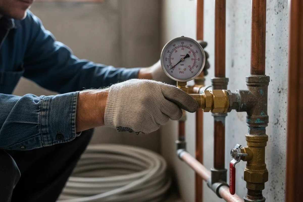 Pressure testing a repaired line during Water Line Repair in Lafferty